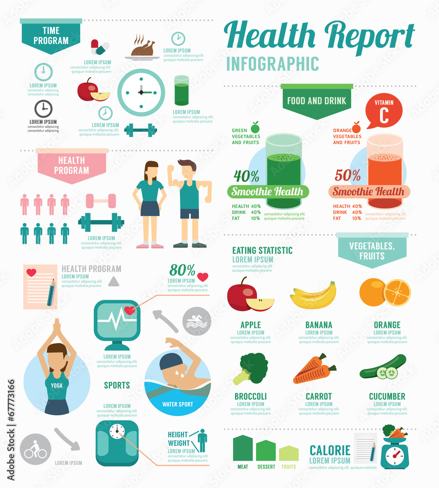 Infographic health sport and Wellness template design . concept - obrazy, fototapety, plakaty 