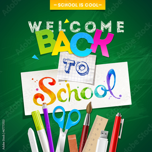 Back to school - vector illustration with stationery
