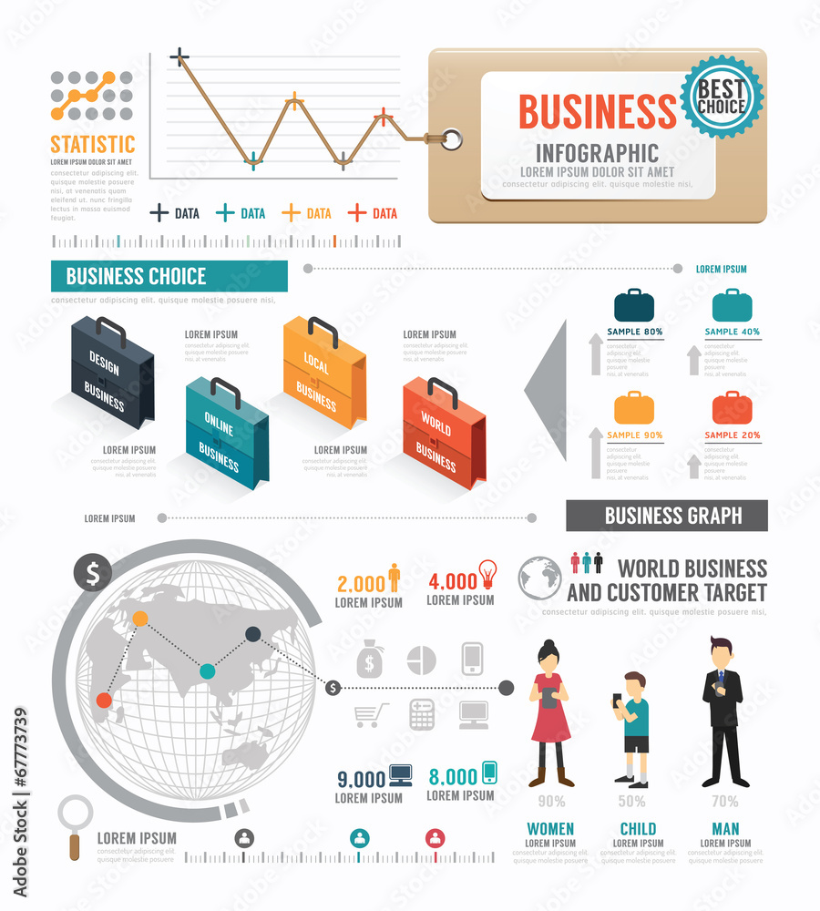Infographic  Business world  template design . concept vector. - obrazy, fototapety, plakaty 