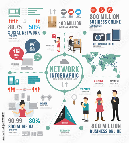 Infographic social network template design . concept vector.