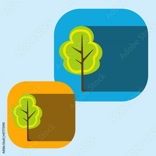 Vector beautiful icon flat blossoming tree eps