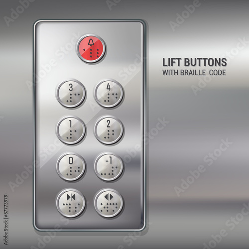 Lift buttons with braille code