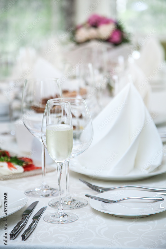Festival table setting at the restaurant. Festival table setting at the restaurant.