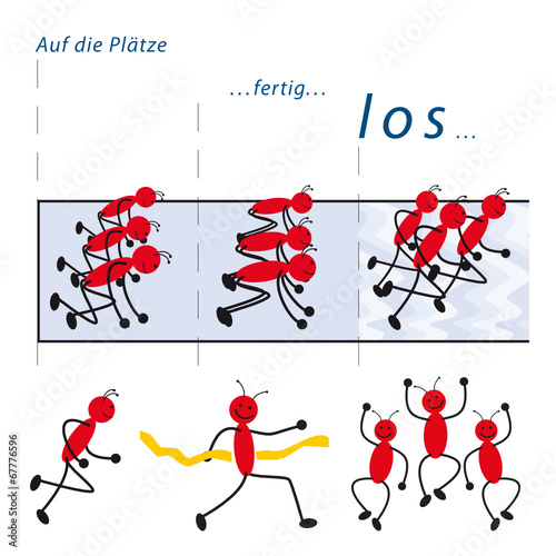 Ameisenrennen, auf die Plätze, fertig, los