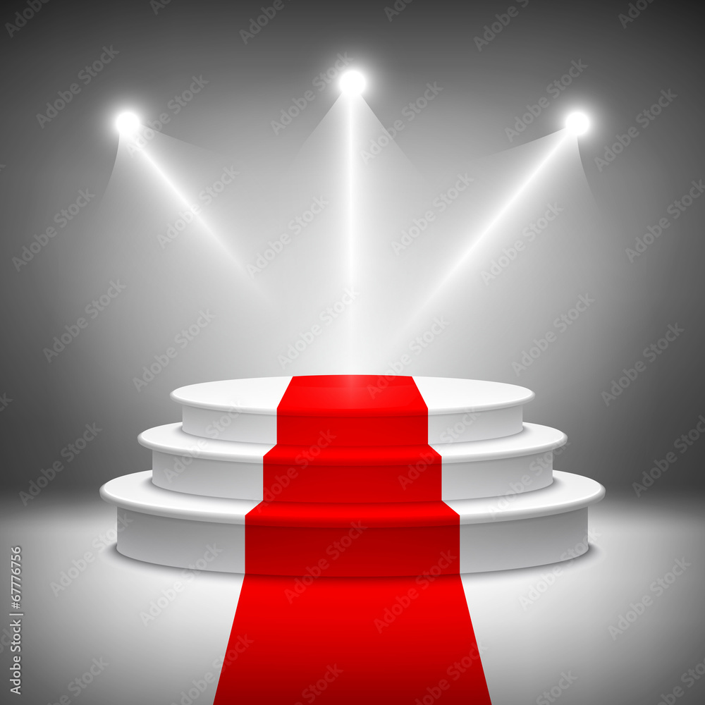Illuminated stage podium for award ceremony vector - obrazy, fototapety, plakaty 