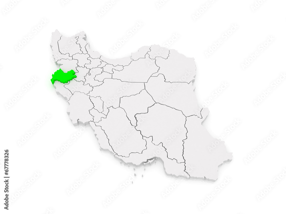 Map of Kermanshah. Iran.