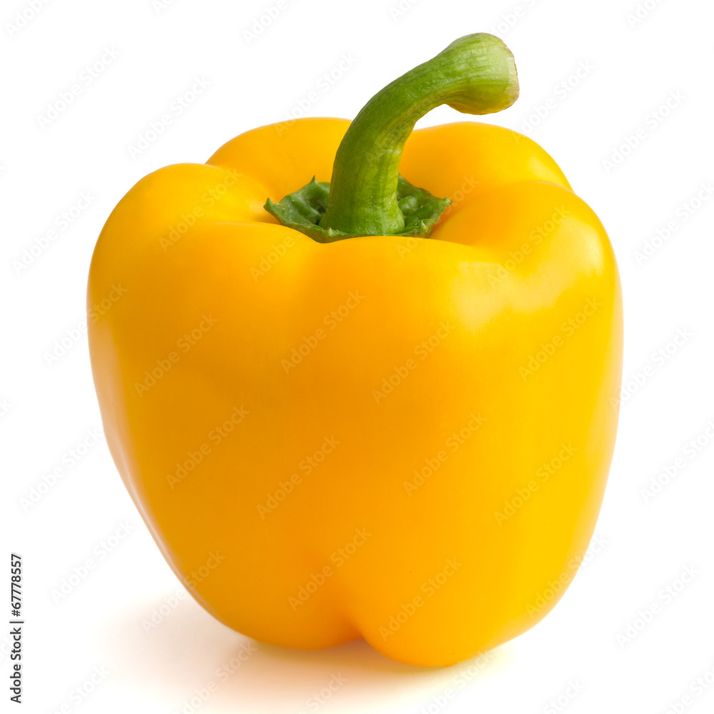 Single yellow bell pepper isolated on white. Single yellow bell pepper isolated on white.