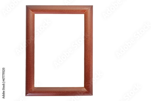 Brown wooden picture frame isolated on white