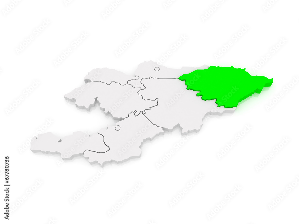 Fototapeta premium Map of Issyk-Kul region. Kyrgyzstan.