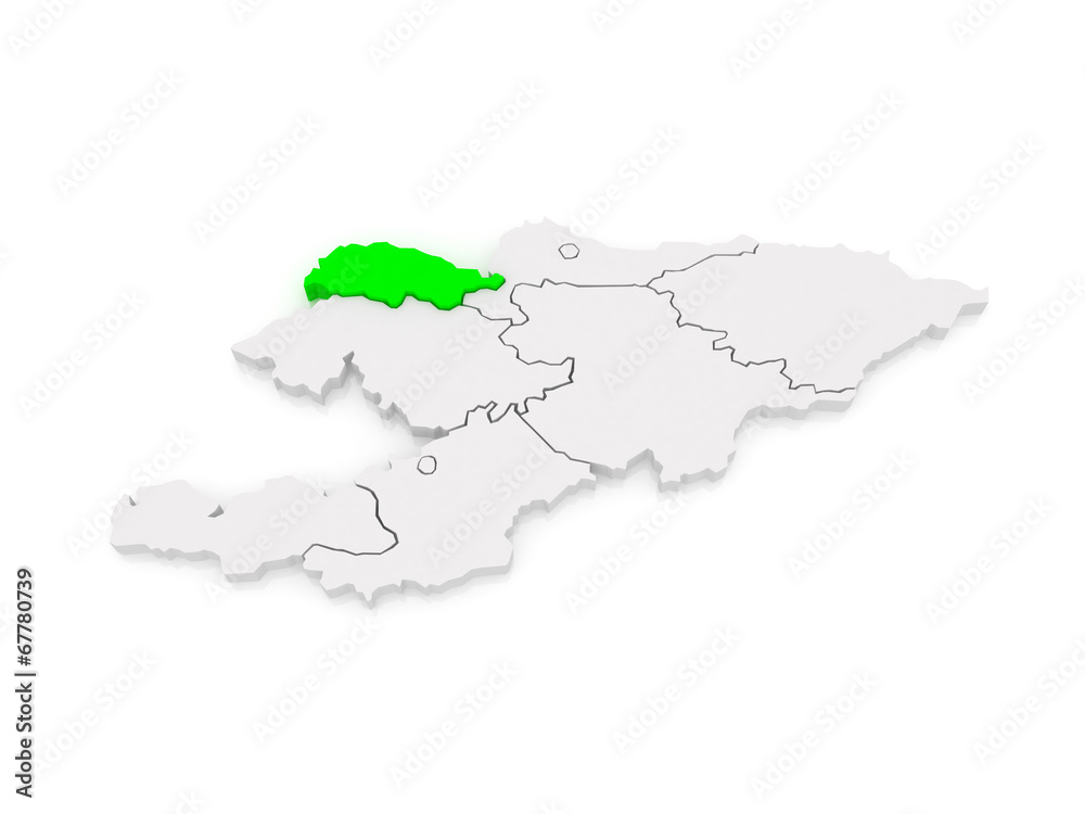 Map of Talas. Kyrgyzstan.