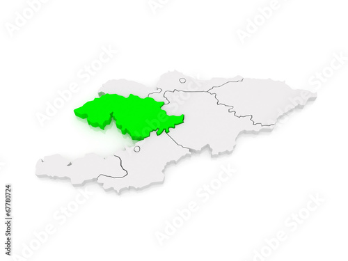 Map of Jalal-Abad Province. Kyrgyzstan.