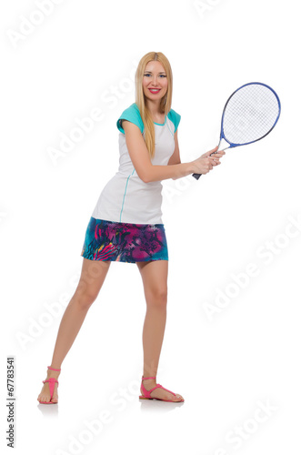 Tennis player isolated on white © Elnur