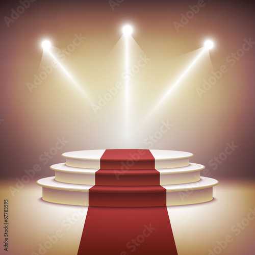 Illuminated stage podium for award ceremony vector