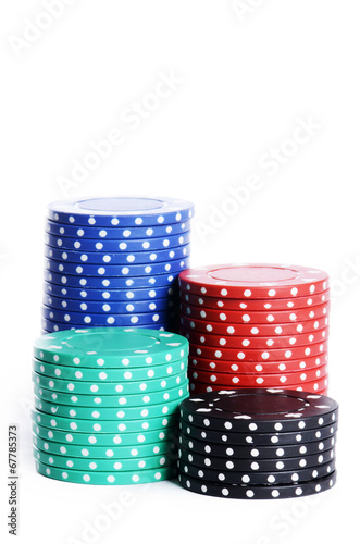 Casino chips isolated on white