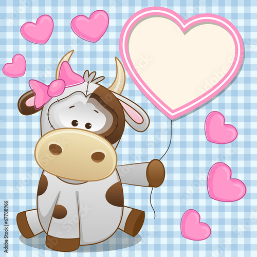 Cow with heart frame
