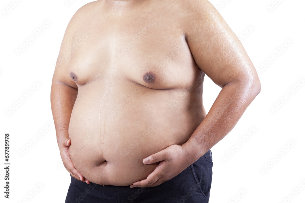 Fat man holding his stomach 1 Fat man holding his stomach 1