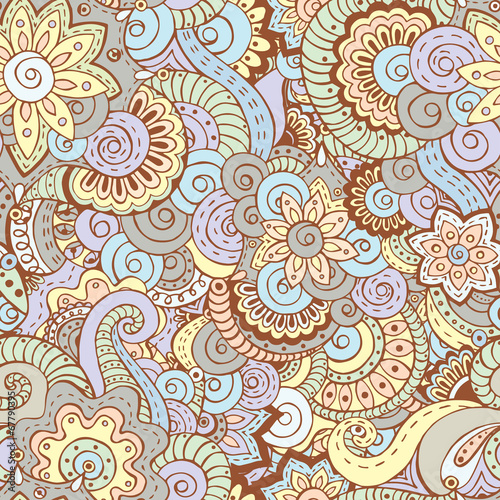 Seamless asian floral retro background pattern in vector.