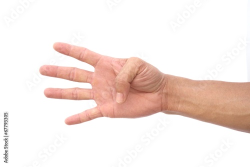 Hand shown four finger symbol