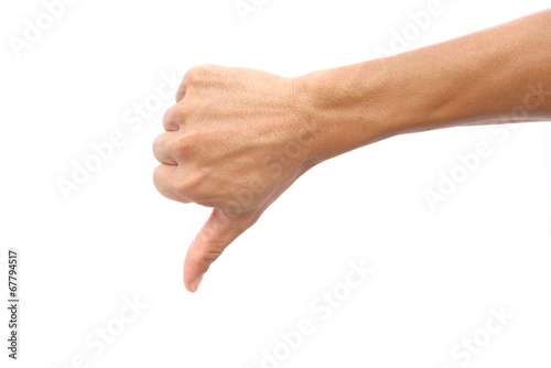 Hand shown thumb down symbol