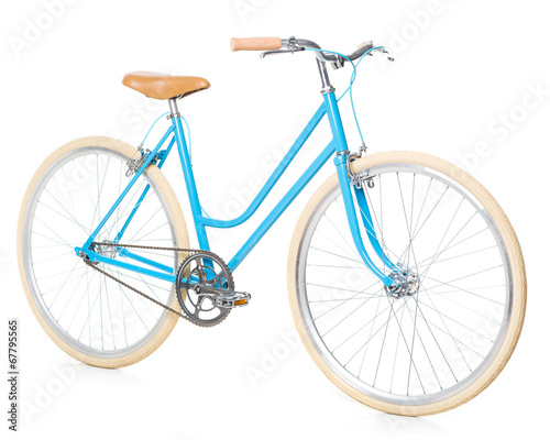 Fototapeta Naklejka Na Ścianę i Meble -  Stylish womens blue bicycle isolated on white