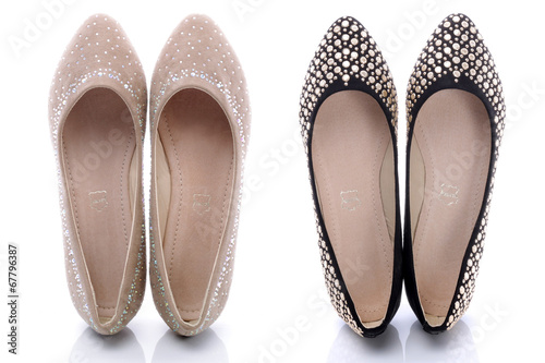 Collection of comfortable shoes for women on white background