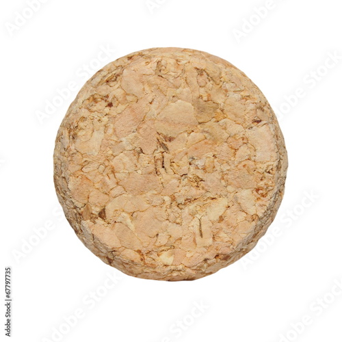wine cork front isolated on white background
