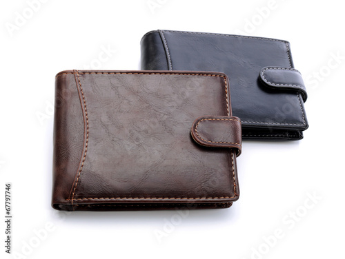 Mens leather wallets on a white background