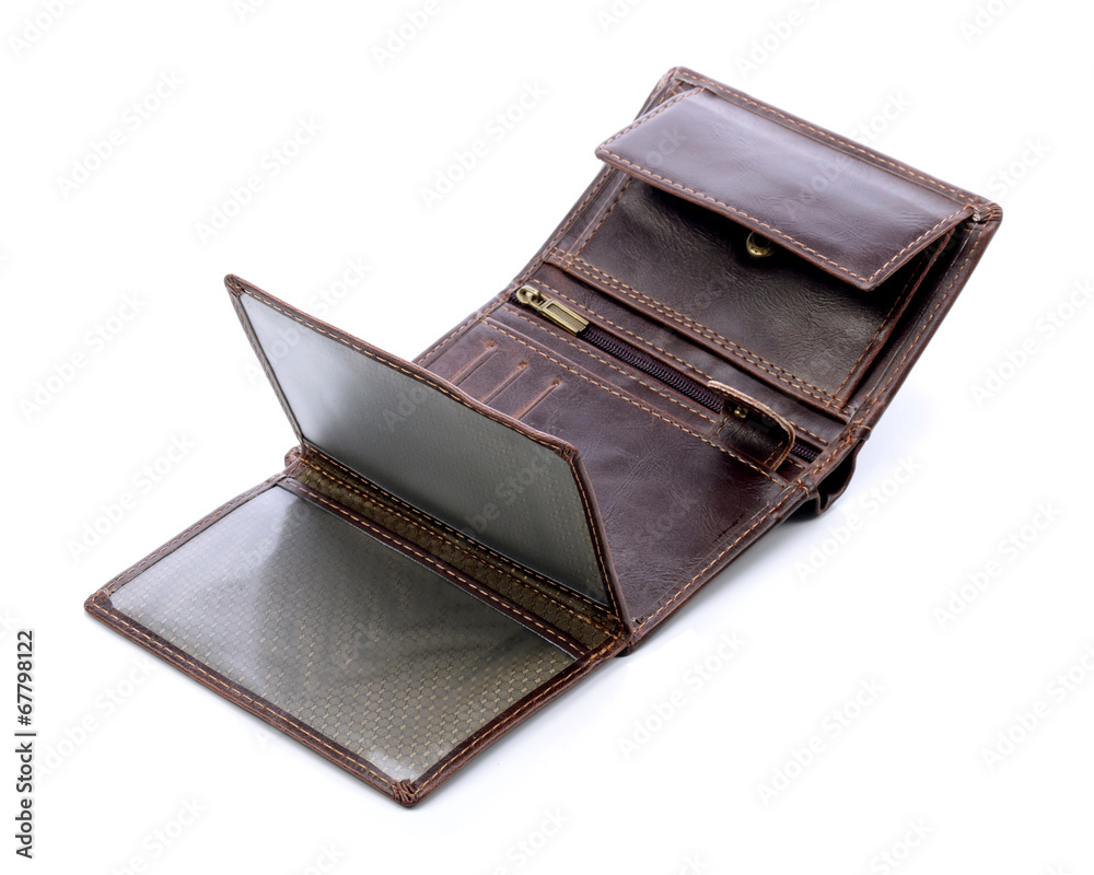 Fototapeta premium Mens leather wallet on a white background
