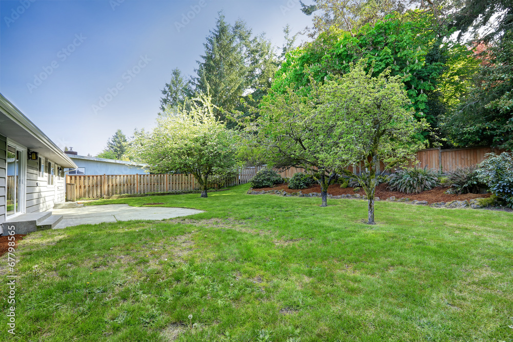 House with walkout deck and garden