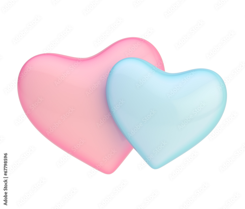 Pair of hearts composition isolated