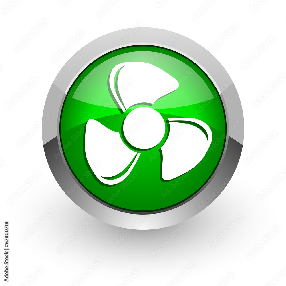 fan green glossy web icon