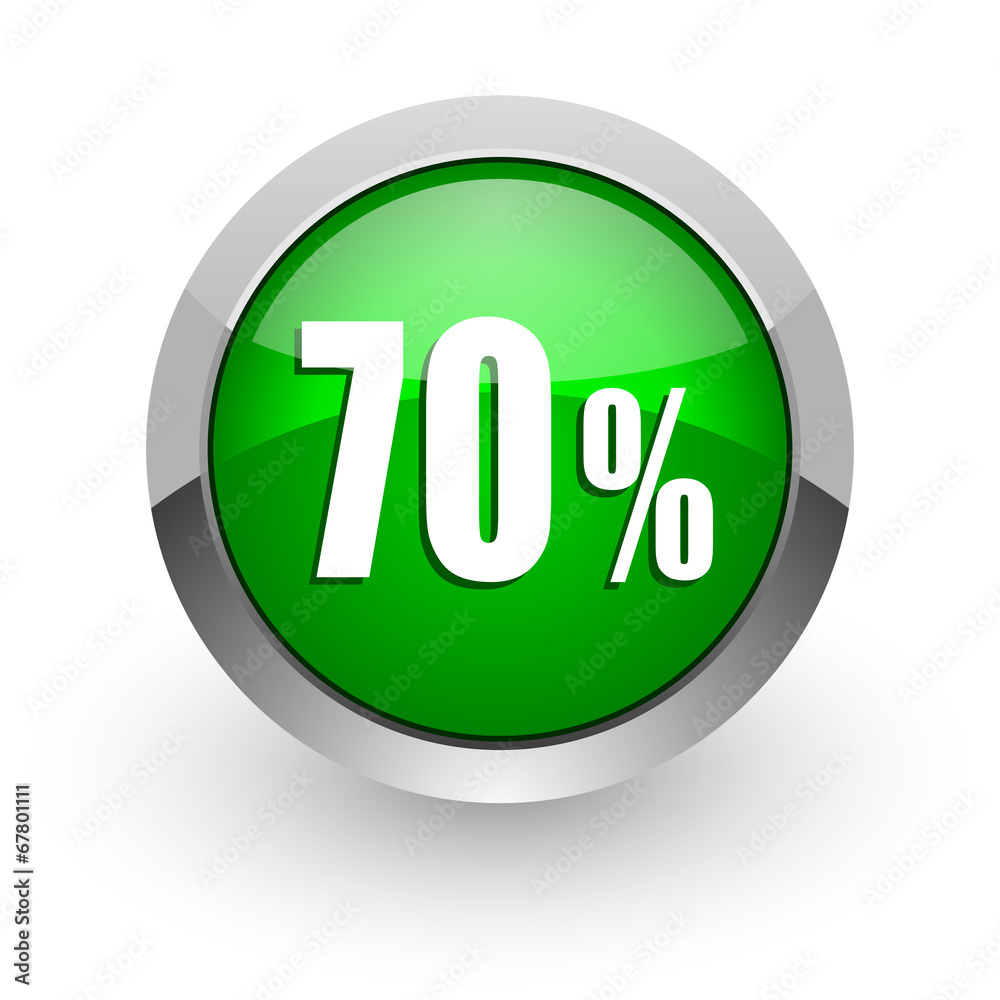 70 percent green glossy web icon