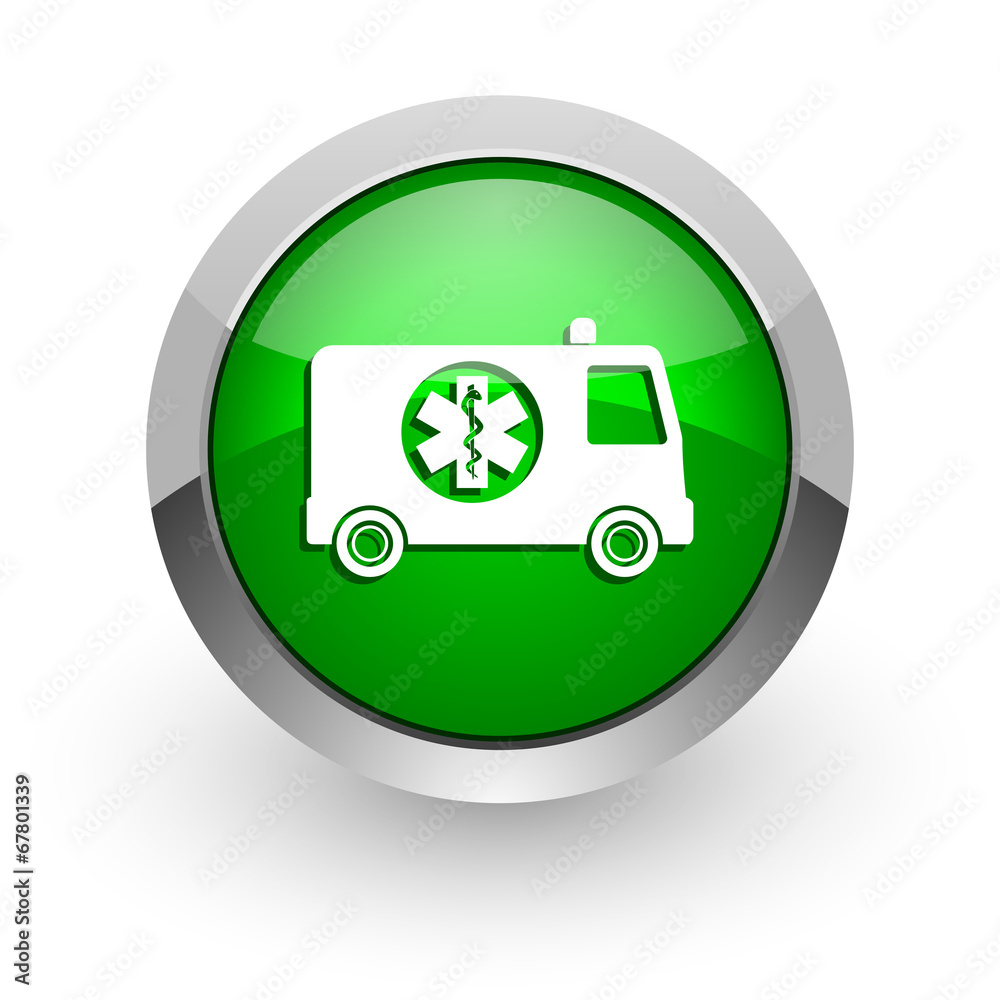 ambulance green glossy web icon