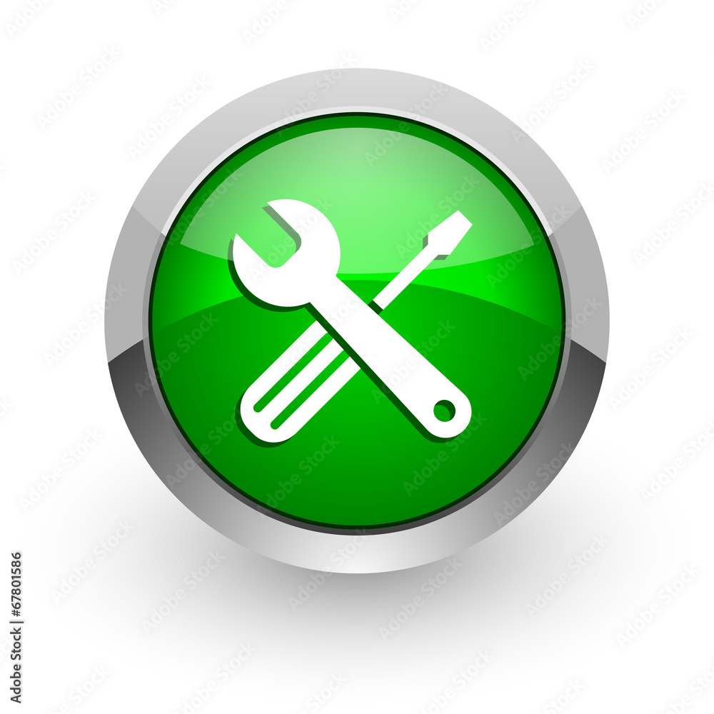 tools green glossy web icon