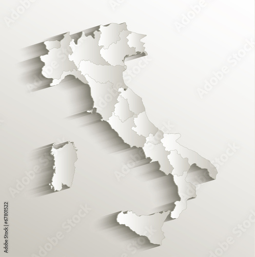 Italy political map 3D vector individual state separate