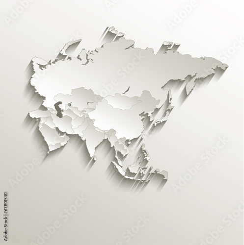 Asia political map vector individual states separate