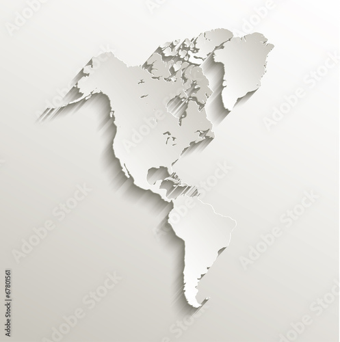 America map continent card paper 3D vector