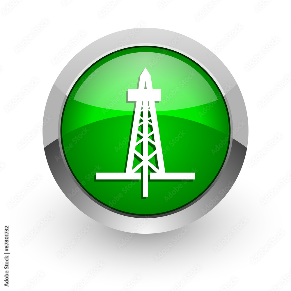 drilling green glossy web icon