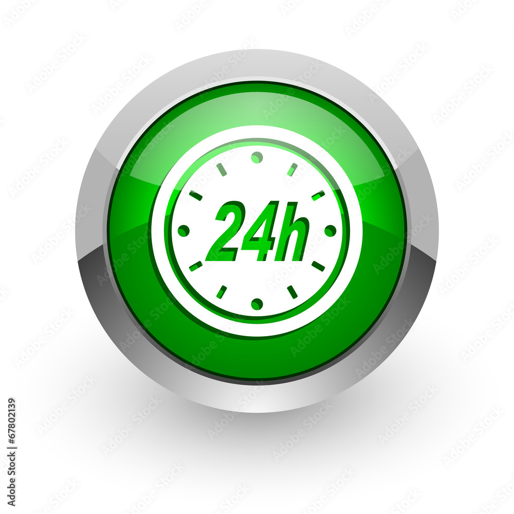24h green glossy web icon 24h green glossy web icon