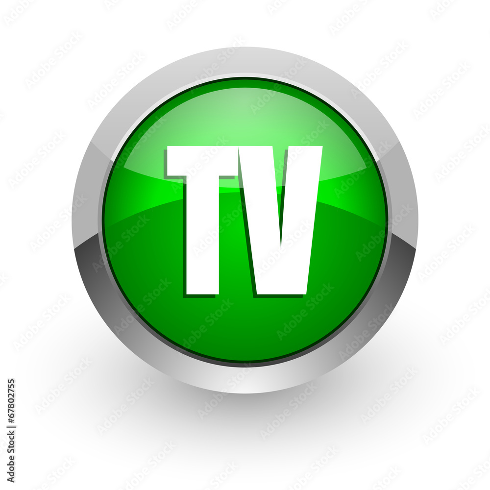 tv green glossy web icon
