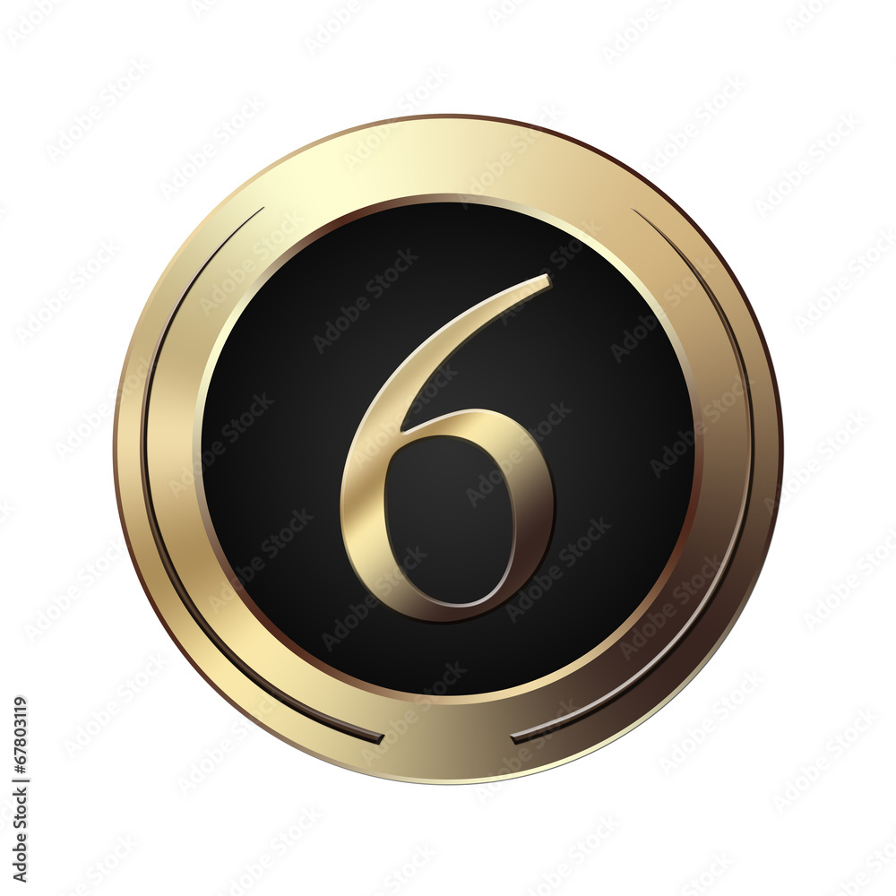 Icone chiffre 6 en or Icone chiffre 6 en or