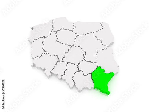 Map of Subcarpathian. Poland.