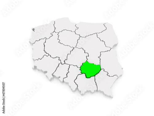 Map of Swietokrzyskie. Poland.