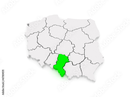 Map of Upper Silesia. Poland.