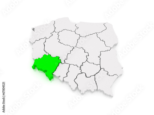 Map of Lower Silesia. Poland.