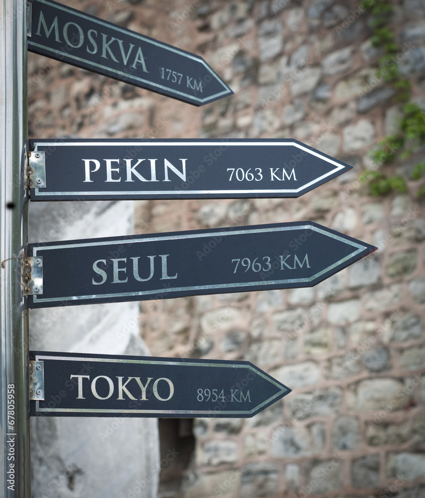 signpost in istanbul signpost in istanbul