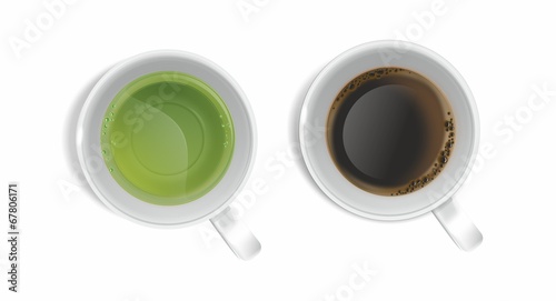 The green tea and the coffee illustration