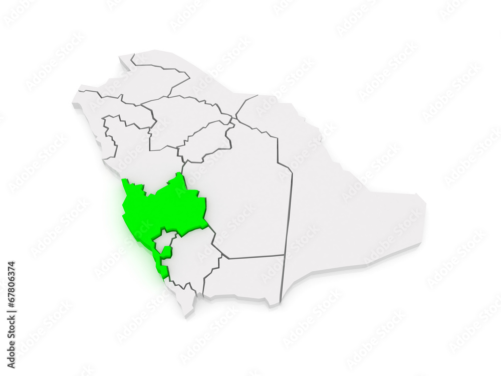 Map of Mecca. Saudi Arabia.