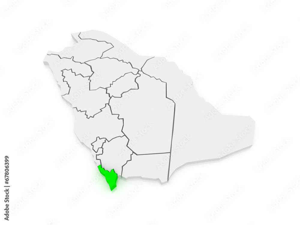 Map of Jizan. Saudi Arabia.