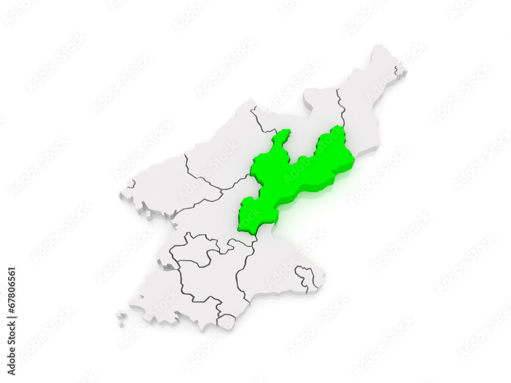 Map of South Hamgyong. North Korea.